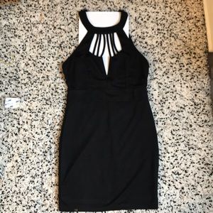 Black caged bodycon dress